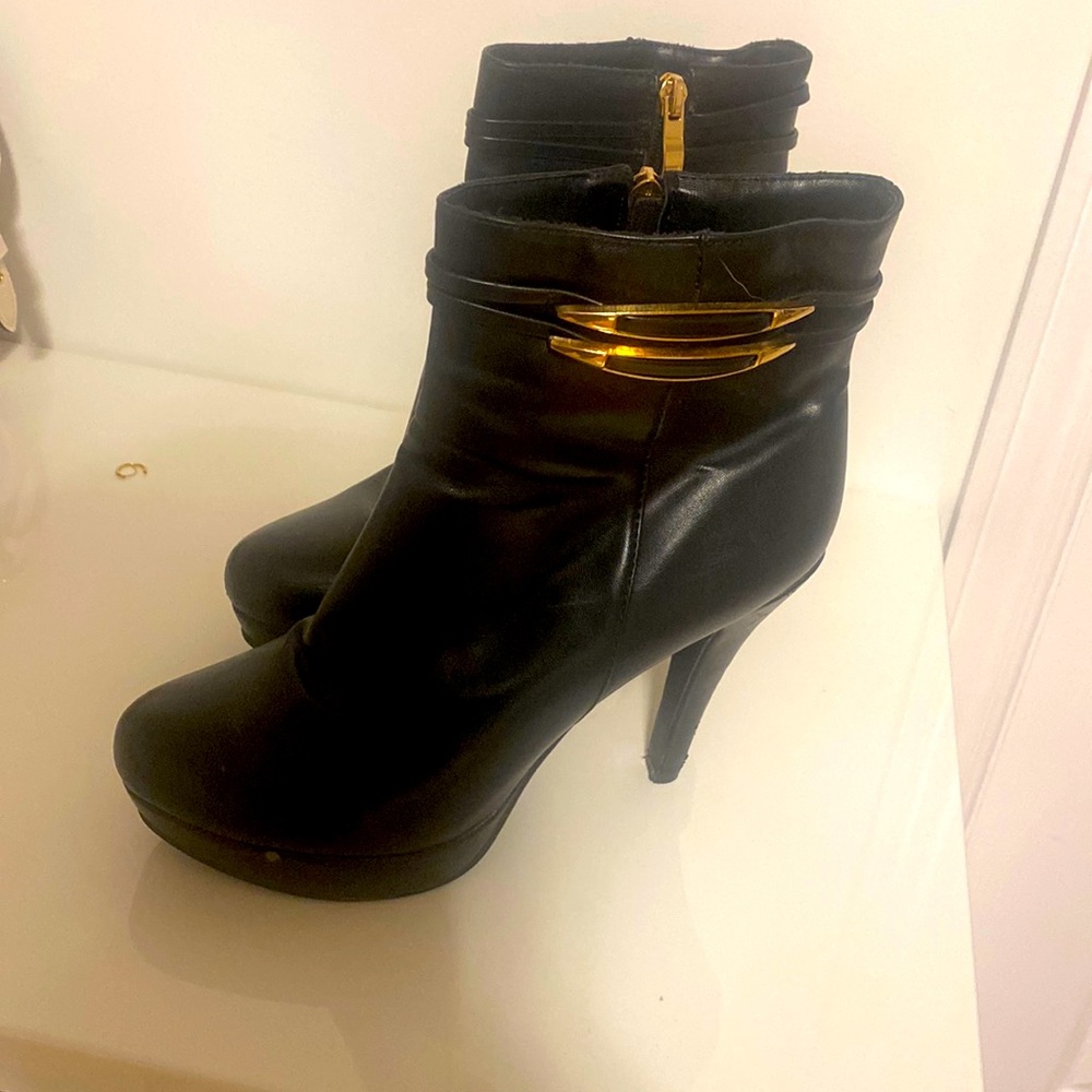 Beautiful Black Platforms Stiletto High Heels Ankle Boots Shoes
